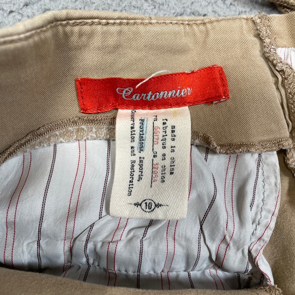 Cartonnier Continuum Wide Leg Pants Womens Size 10 Brown Neutral Lace Up Anthro - Picture 4 of 9